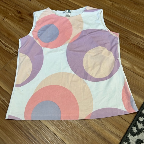 Paul Harris Design Sleeveless Top with Pastel Circles 60s Style Hippie Chic - Picture 1 of 2